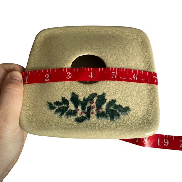 Monroe Salt Works Flower Frog Shallow Square Vase Holly Berries & Leaves Glazed - Picture 6 of 7